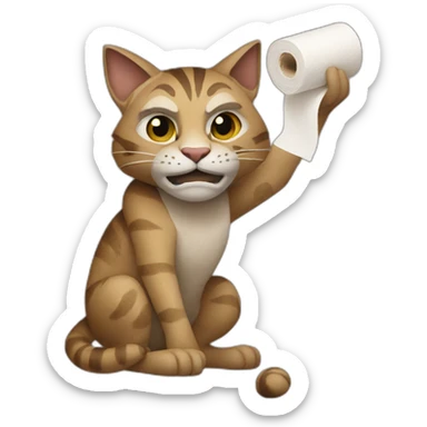 Khajiit holding a roll of toilet paper sticker