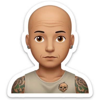 Un hombre con tatuajes pelón  sticker