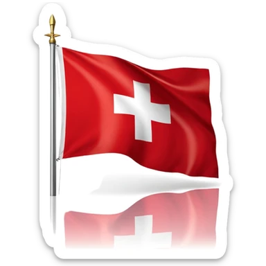 Apple iOS emoji style, drapeau savoyard, carré aux coins arrondis, fond rouge vif légèrement dégradé, croix blanche épaisse parfaitement centrée, rendu lisse et propre, léger effet glossy iOS, contraste élevé, design minimaliste, lisible en petite taille, fond transparent, haute résolution. sticker