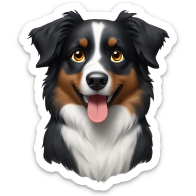 Small black australian shepherd dog with paintbrush and paint  sticker