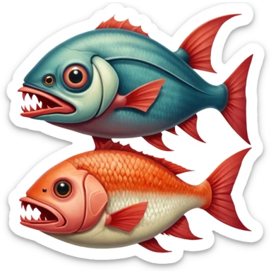 cinematic -  hieronymus bosch phantasmagoric mutated creatures - hybrids of birds and fish sticker