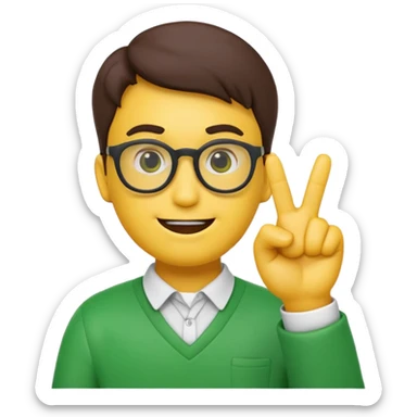 a normal emoji with nerd face and a finger upp with greenscreen emokjin will be a originall yellow type sticker