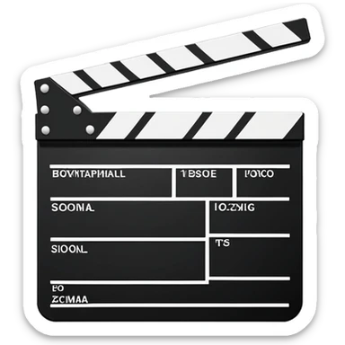 absolute minimal film clapperboard, just basic rectangular shape with one diagonal line, no details, clean silhouette only sticker