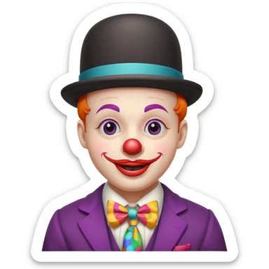 Clown in bowler hat & tie sticker