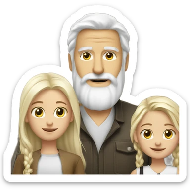 White hair white beard guy with young blond girl sticker