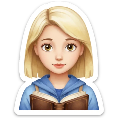 a girl in watercolor art style with book sticker