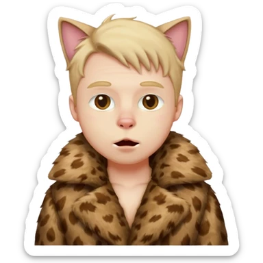 create an emoji of a guy drooling violently with a cat fur coat sticker