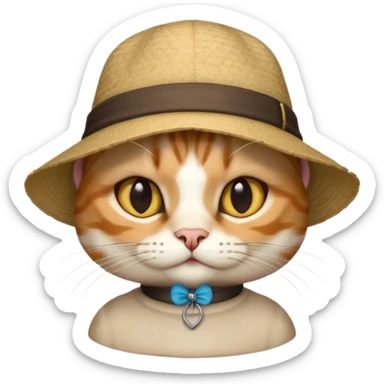 A cat that has a hat saying floor and a shirt that is saying floor sticker