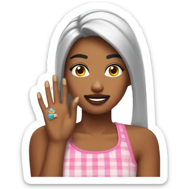 chica pintándose las uñas  sticker