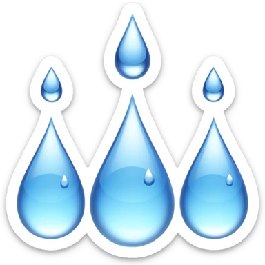 3 water droplets stack on top of each other vertically with two water droplets on the sides; 5 droplets total sticker