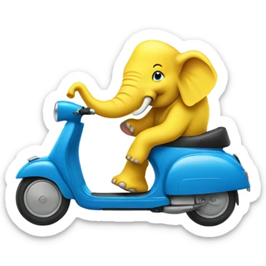 Yellow elephant riding a blue scooter sticker