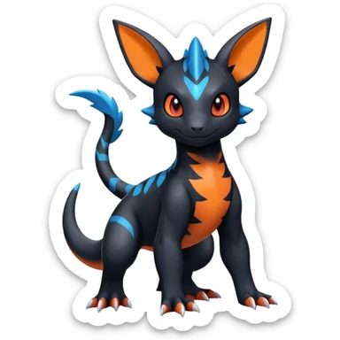 Cute Shiny Guilmon-Salandit-Umbreon-Fakémon-hybrid-creature (full body)  sticker