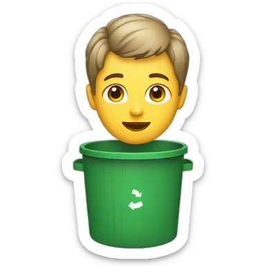 a person with short hair in a trash can sticker