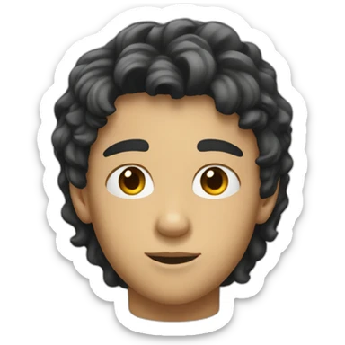 a teenage boy with black hair, short and a little wavy. we see only the head of the emoji sticker