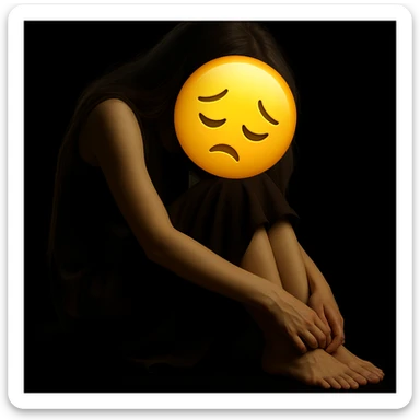 Replace the girl's face with a classic yellow emoji face, keeping the rest of the image and mood unchanged. The style should resemble a classic yellow emoji face. sticker