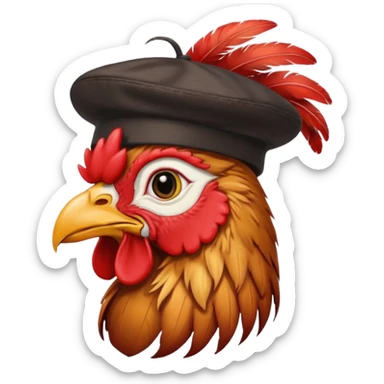 rooster wearing beret sticker