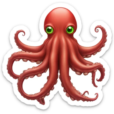 Un kraken rojo, grande y con ojos verdes grandes sticker
