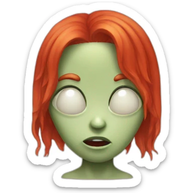 Crying alien with red hair sticker