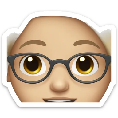 white girl brown eyes, blue and black hair and white glasses sticker