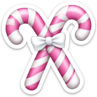 Pink and white candy cane with white bow  sticker