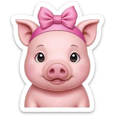 the pig with the pink ribbon on her head sticker