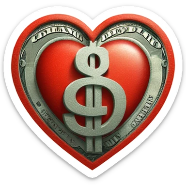 dollar sign red heart sticker