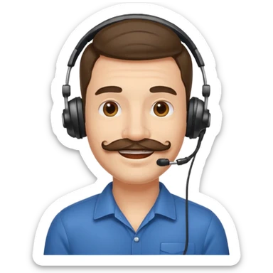 receptionist face fat mustached guy with headpset sticker