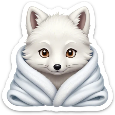 Arctic fox cozy in blanket  sticker