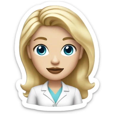 blue-eyed blonde with a white dress shirt and a Starbucks in her hand and an iMac  sticker