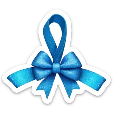 Blue bow with sparkle emoji on the top right corner of the bow￼ sticker