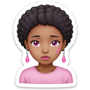 Black Girl with a pink sad tear sticker