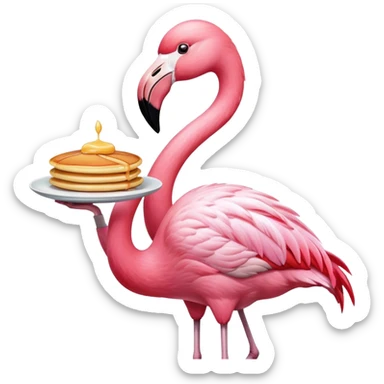 flamingo with a pancake sticker