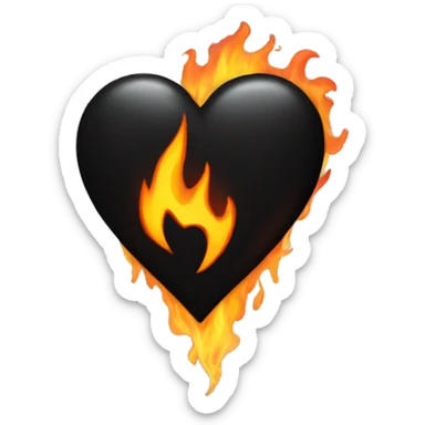 Black heart with fire sticker