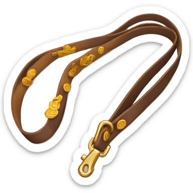 Brown dog leash with golden snap  sticker