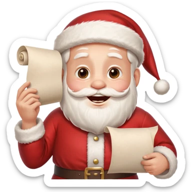 drunk santa holding up a white unfurled scroll with nothin on it sticker
