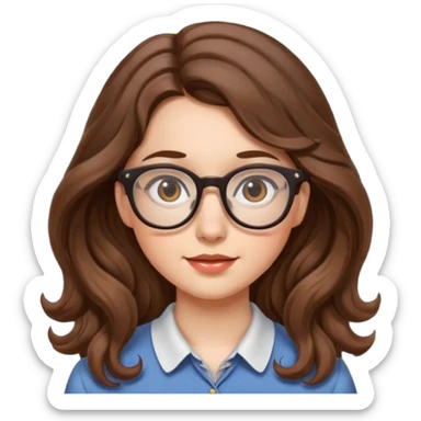 Nerdy girl with glasses, wavy long hair sticker