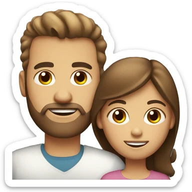 White family, brown hair, brown eyes, dad, mom and daughter sticker