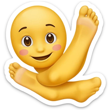 yellow emoji smelling and holding foot sticker