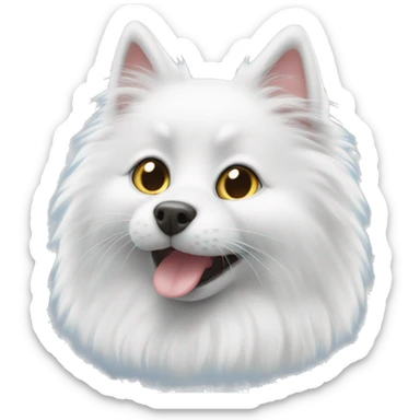 White fluffy spitz and Russian blue cat sticker