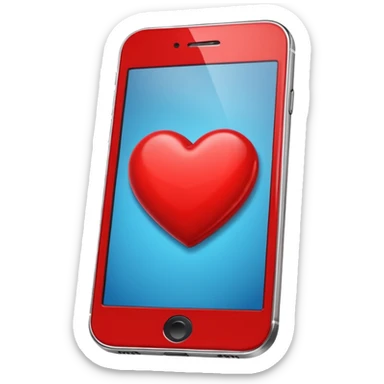 red heart on iphone screen sticker