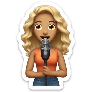 Latina with light skin singing with mic sticker
