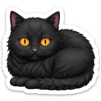 Curled Sleeping Cat black sticker