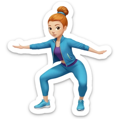 Ginger girl aerobics with jacket middle part slick back bun sticker