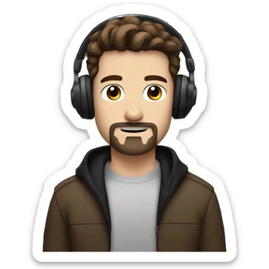cool guy blue eyes brown hair headphones black goatee sticker