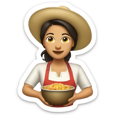 Mexican woman cooking pozole sticker