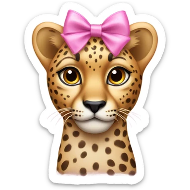 Cheetah with a pink bow sticker