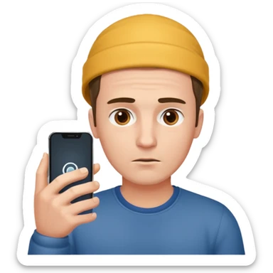 guy holding an smartphone horizontally on his forehead sticker