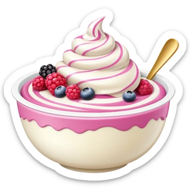 frozen yoghurt bowl with berries and a swirl sticker