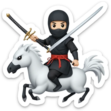Ninja ride on white crows and hold sword sticker
