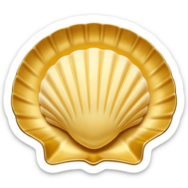 butter in the shape of a shell on a gold vintage sticker